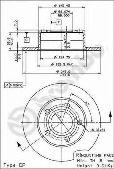 Тормозной диск COATED DISC LINE BREMBO купить