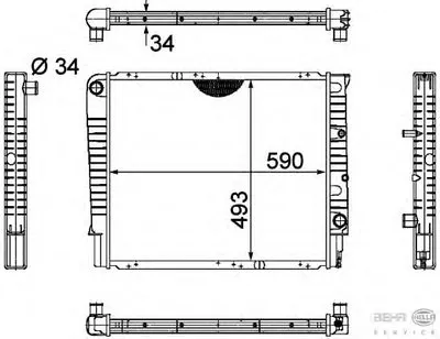 Радиатор, охлаждение двигателя BEHR HELLA SERVICE купить