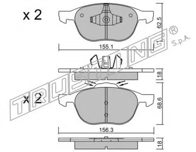 Комплект тормозных колодок, дисковый тормоз TRUSTING купить