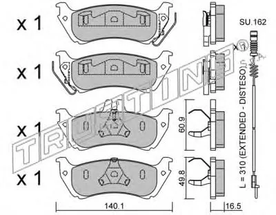 Комплект тормозных колодок, дисковый тормоз TRUSTING купить