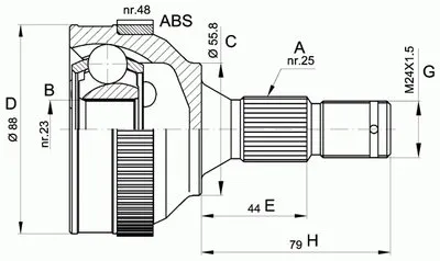 Шарнирный комплект, приводной вал SPIN OPEN PARTS купить