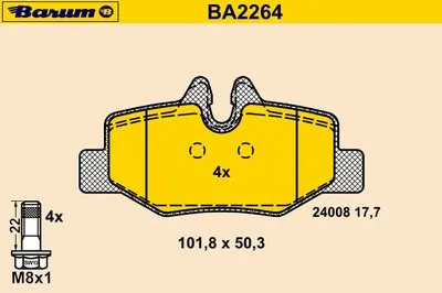 Комплект тормозных колодок, дисковый тормоз BARUM купить