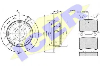 Комплект тормозов, дисковый тормозной механизм ICER купить