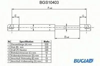 Газовая пружина, крышка багажник BUGIAD купить