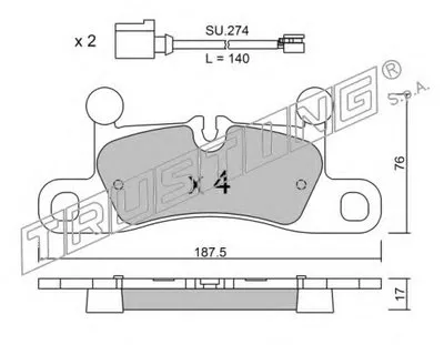 Комплект тормозных колодок, дисковый тормоз TRUSTING купить