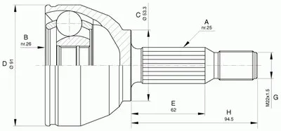 Шарнирный комплект, приводной вал SPIN OPEN PARTS купить