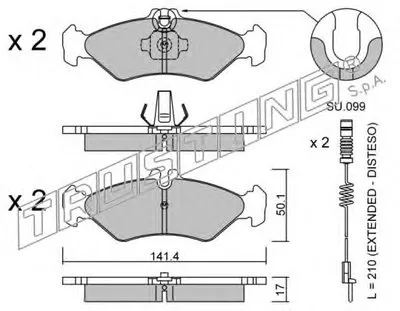 Комплект тормозных колодок, дисковый тормоз TRUSTING купить