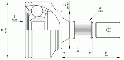Шарнирный комплект, приводной вал SPIN OPEN PARTS купить