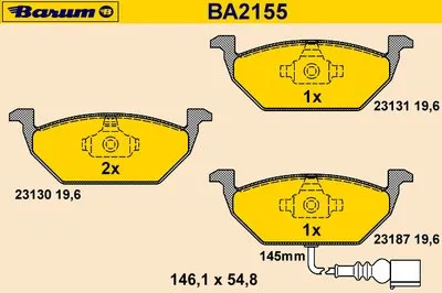 Комплект тормозных колодок, дисковый тормоз BARUM купить