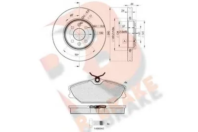 Комплект тормозов, дисковый тормозной механизм R BRAKE купить