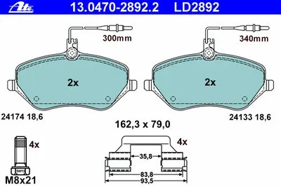 Комплект тормозных колодок, дисковый тормоз ATE Ceramic ATE купить