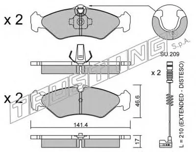 Комплект тормозных колодок, дисковый тормоз TRUSTING купить