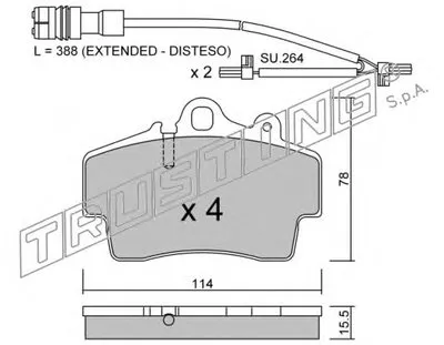 Комплект тормозных колодок, дисковый тормоз TRUSTING купить