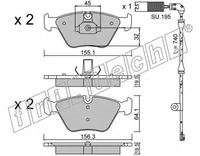 Комплект тормозных колодок, дисковый тормоз fri.tech. купить