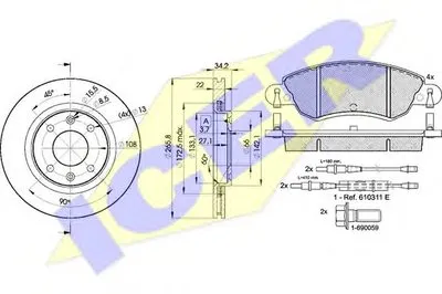 Комплект тормозов, дисковый тормозной механизм ICER купить