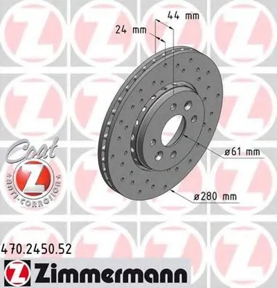 Тормозной диск SPORT BRAKE DISC COAT Z ZIMMERMANN купить