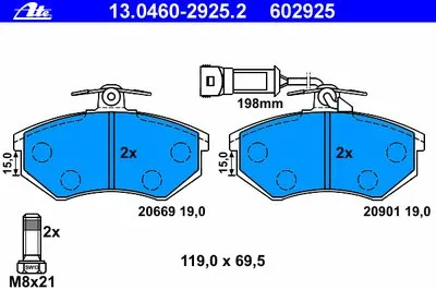 Комплект тормозных колодок, дисковый тормоз ATE купить