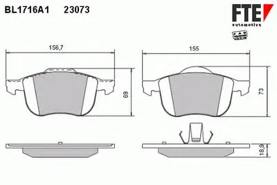 Комплект тормозных колодок, дисковый тормоз FTE купить