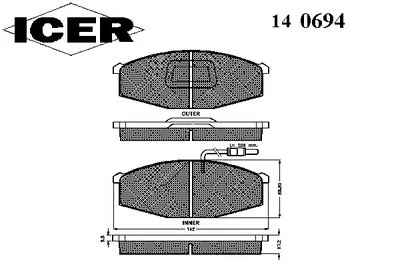 Комплект тормозных колодок, дисковый тормоз ICER купить