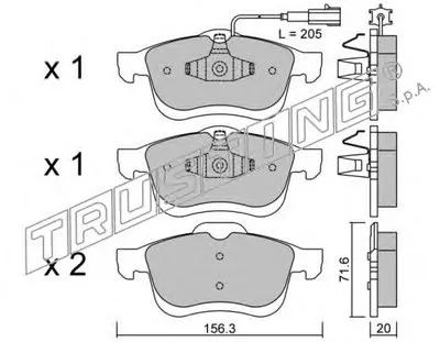 Комплект тормозных колодок, дисковый тормоз TRUSTING купить