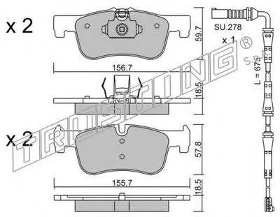 Комплект тормозных колодок, дисковый тормоз TRUSTING купить