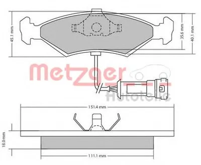 Комплект тормозных колодок, дисковый тормоз METZGER купить
