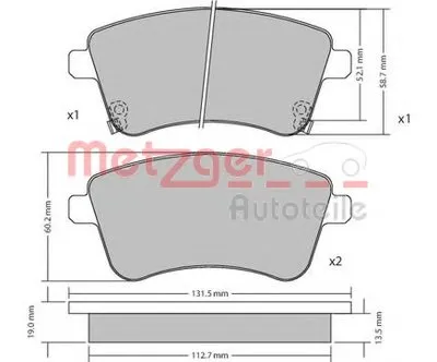 Комплект тормозных колодок, дисковый тормоз METZGER купить