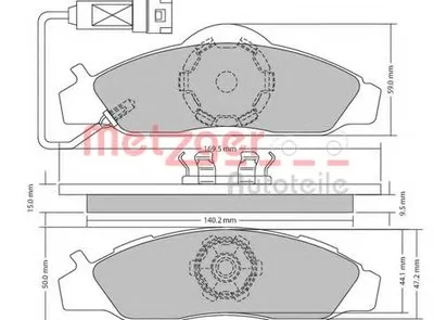 Комплект тормозных колодок, дисковый тормоз METZGER купить