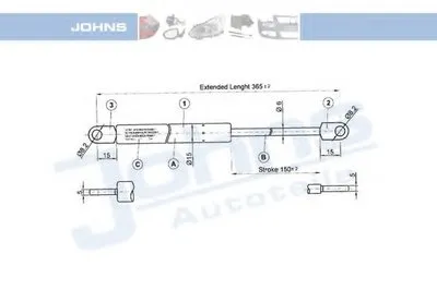 Газовая пружина, капот JOHNS купить