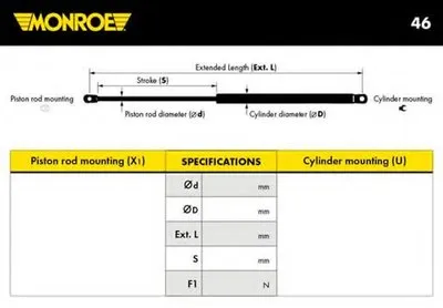 Газовая пружина, капот MONROE купить