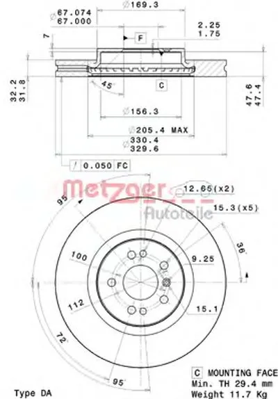 Тормозной диск HIGH CARBON / AP METZGER купить