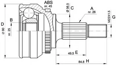 Шарнирный комплект, приводной вал SPIN OPEN PARTS купить