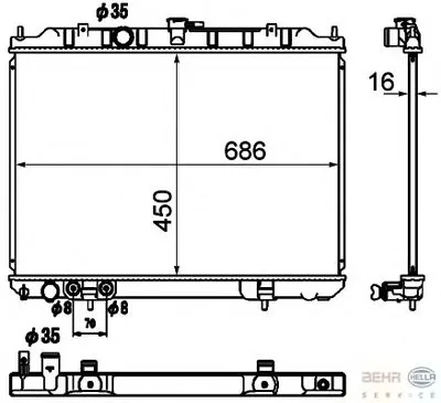 Радиатор, охлаждение двигателя BEHR HELLA SERVICE HELLA купить