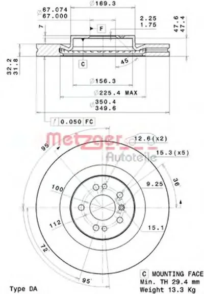 Тормозной диск HIGH CARBON / AP METZGER купить