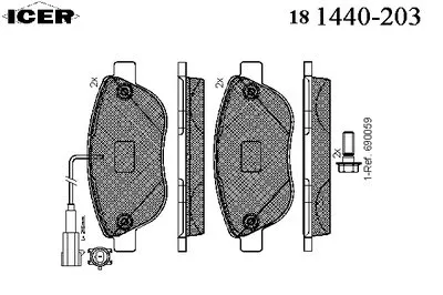 Комплект тормозных колодок, дисковый тормоз ICER купить