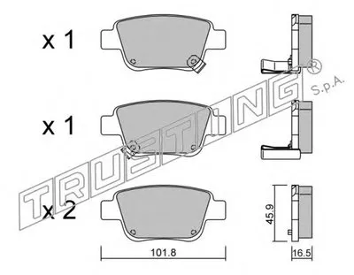 Комплект тормозных колодок, дисковый тормоз TRUSTING купить