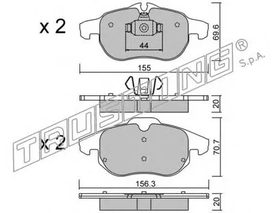 Комплект тормозных колодок, дисковый тормоз TRUSTING купить
