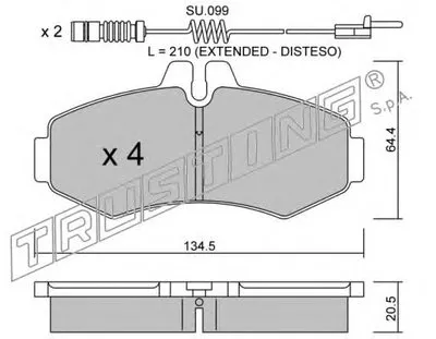 Комплект тормозных колодок, дисковый тормоз TRUSTING купить