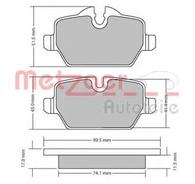 Комплект тормозных колодок, дисковый тормоз METZGER купить
