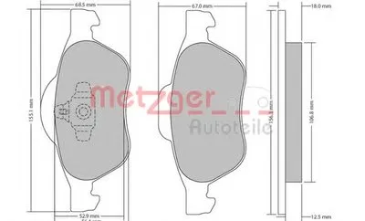 Комплект тормозных колодок, дисковый тормоз METZGER купить