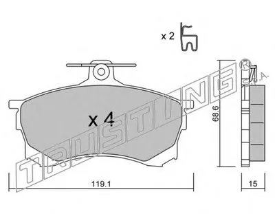 Комплект тормозных колодок, дисковый тормоз TRUSTING купить