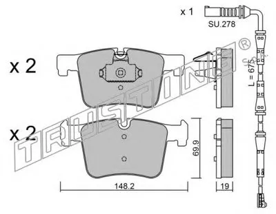 Комплект тормозных колодок, дисковый тормоз TRUSTING купить