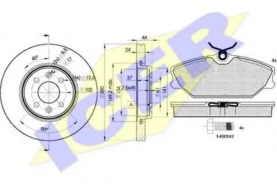 Комплект тормозов, дисковый тормозной механизм ICER купить