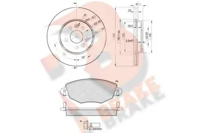 Комплект тормозов, дисковый тормозной механизм R BRAKE купить