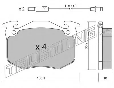 Комплект тормозных колодок, дисковый тормоз TRUSTING купить