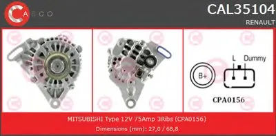 Генератор GENUINE SERIES CASCO купить