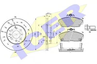 Комплект тормозов, дисковый тормозной механизм ICER купить