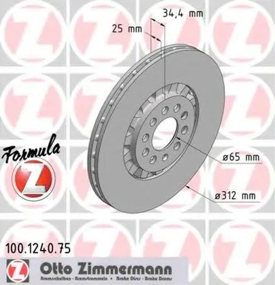 Тормозной диск FORMULA Z BRAKE DISC ZIMMERMANN купить