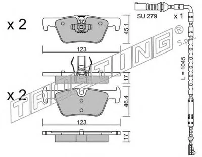 Комплект тормозных колодок, дисковый тормоз TRUSTING купить