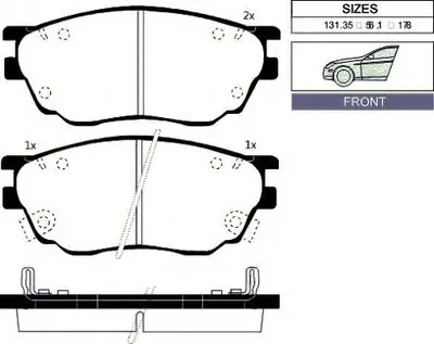 Комплект тормозных колодок, дисковый тормоз Front brake pads for MAZDA 6 GOODWILL купить